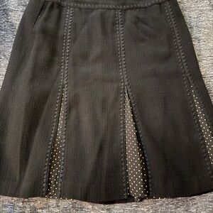 Ann Taylor Black A-Line Skirt with Polka Dot Accents